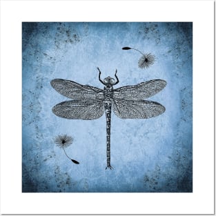 Blue dragonfly design Posters and Art
